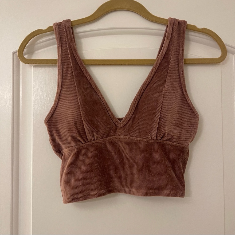 Hollister Corduroy V-Neck Crop Top - mauve - gilly hicks